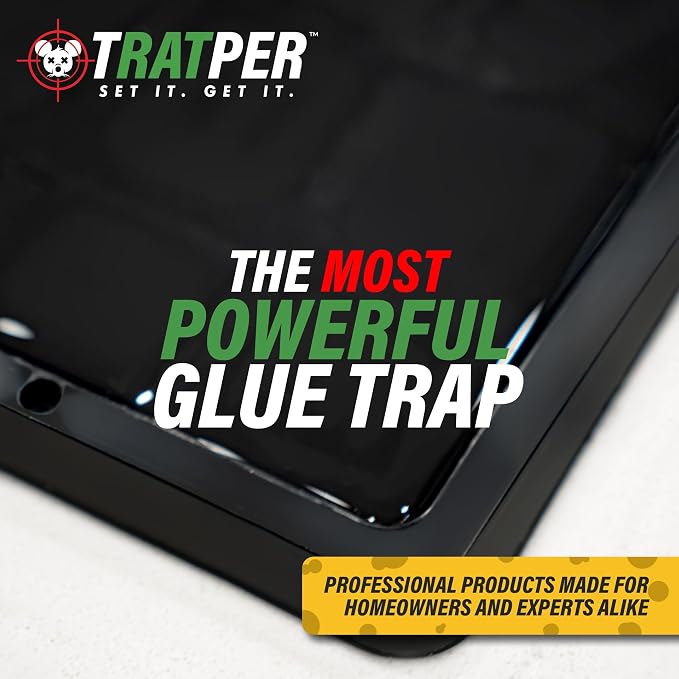 TRATPER Glue Traps for Mice,Rat,Mouse,Snake,Lizard,Insect. 6 Pack. Extra Strength,Pre-Baited Adhesive.Heavy Duty Plastic Tray.Non-Toxic,Chemical-Free Pest Control for Home. 6Pack