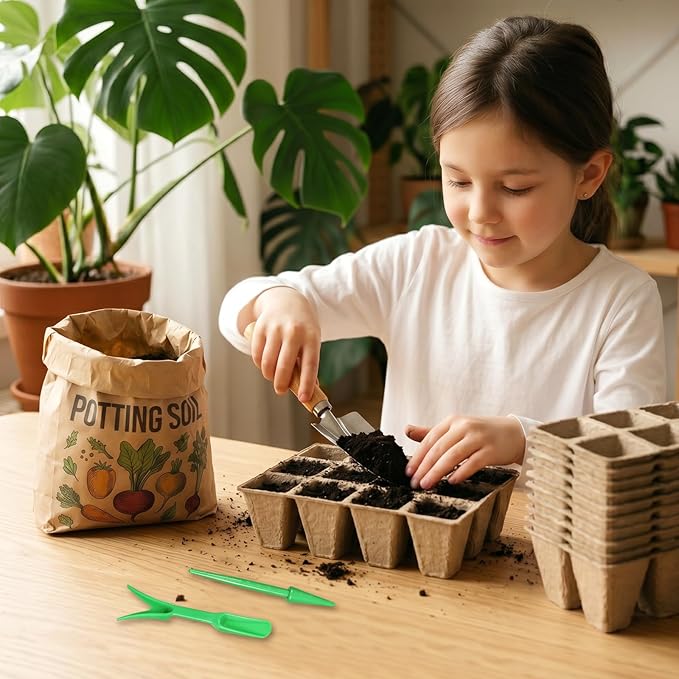 DANALLAN 20Pcs Seed Starter Tray 240 Cells Seed Starting Trays Thickened Biodegradable Seed Starter Pots Kit for Vegetables Flowers Seed Starting Planting Seeds (20)