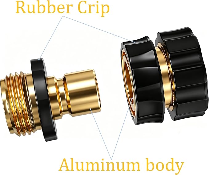 LIULO TOOL 3/4 Inch Garden Hose Quick Connect, Aluminum Garden Hose Fittings, Male and Female Water Quick Release Connector (3Female+6Male)