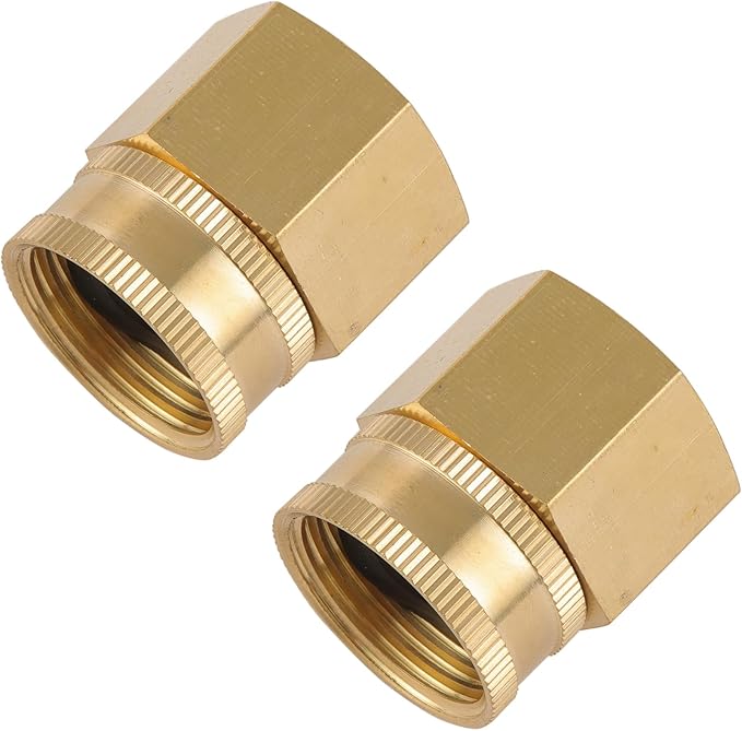 2 Pack Garden Hose Adapter,3/4" NPT X 3/4" GHT Connector with Dual Swivel, Brass Garden Hose Convert Adapter Fitting, Garden Hose Thread 3/4" Female to 3/4" Female Pipe Thread, with Extra 2 Washers