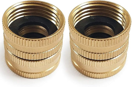 Twinkle Star 2 Pack 3/4" Brass Garden Hose Connector with Dual Swivel for Male Hose to Male Hose, Double Female