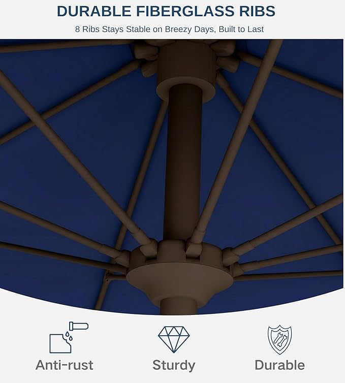 10FT Patio Umbrella, Outdoor Umbrella with Push Button Tilt and Crank, 8 Sturdy Ribs, UV Protection & Waterproof Market Umbrella for Pool, Backyard, Beach,Deck