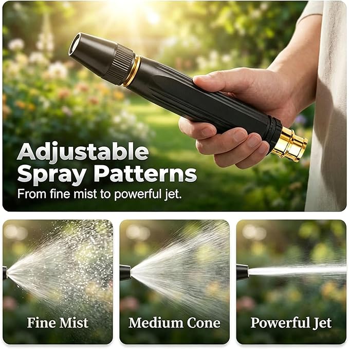2026 Upgrade Heavy Duty High Pressure Hose Nozzle, Adjustable Booster Home High Pressure Car Wash Water Gun with Booster Nozzle, All Metal Jet Sweeper Nozzle for Car Wash, Patio (2PCS)