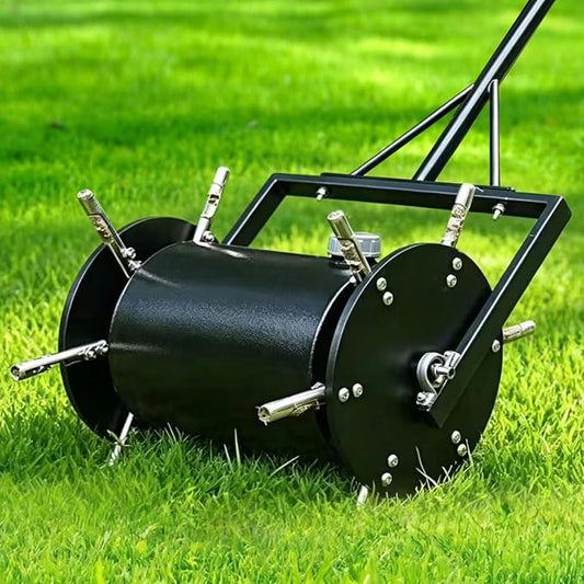 Double-Efficiency Rolling Lawn Aerator,Manual Yard Core Aerator Lawn Tool with Hollow Tines,Push Lawn Aerator Roller Core Plug Aerator,Grass Aeration Tool for Lawn Care Compacted Soil
