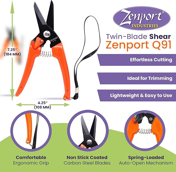 Zenport Q91 Ultra Twig and Hoof Trimming Shears, 7.25-Inch, Orange