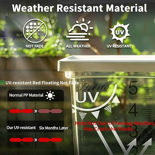 2Pack Waterfall Rain Gauge Outdoor with Clear Scale,Accurate 5-Inch Rain Gauges with Large Numerals &Easy-Read Red Float,Weather Resistant Outdoor Rain Gauge for Yard,Garden,Lawn,Deck,Fence