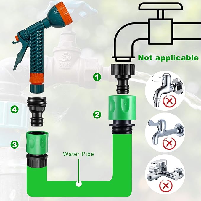 Hotop 16 Pieces Garden Hose Quick Connector 3/4 Inch Plastic Water Hose Fittings Male and Female Connectors End Adapters with 10 Pieces Rubber Gasket