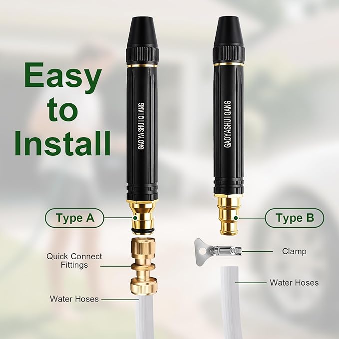 2026 New Jet Nozzle Power Washer for Garden Hose, Garden Hose Nozzle High Pressure Powerful Cleaning Spray Evenly, High Pressure Hose Nozzle (Pagoda Interface*2)