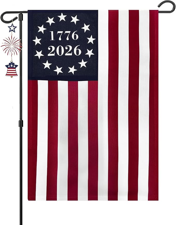 FRF USA 250th Anniversary Betsy Ross Garden Flag 12x18 Inch 1776-2026 Double Sided 13 Colonies Yard Flag, 250 Celebration Patriotic American Garden Decor for July 4th