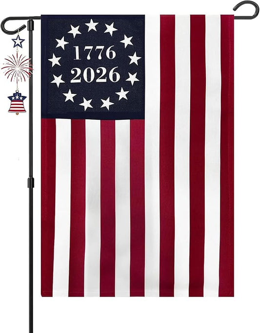 FRF USA 250th Anniversary Betsy Ross Garden Flag 12x18 Inch 1776-2026 Double Sided 13 Colonies Yard Flag, 250 Celebration Patriotic American Garden Decor for July 4th