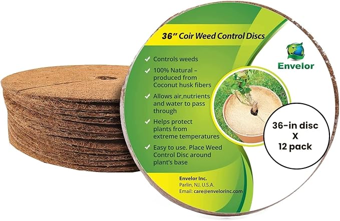Envelor 12 pcs Coconut Fibers Mulch Ring 36 Inches Tree Protector Mat Coconut Mulch Cover Natural Coconut Fiber Weed Control Rings, Tree Ring Plant Cover for Indoor Outdoor Plants, Pot, Landscaping