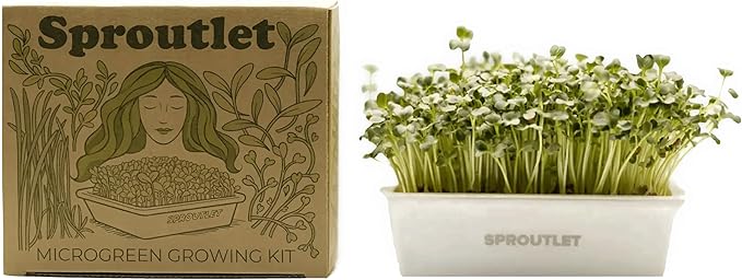 Sproutlet Self-Watering Microgreens Growing Kit – Easy Indoor Garden for Fresh Microgreens in Days – Reusable Trays, Organic Seeds & Grow Mats – No Soil, No Mess (Pearl, 3-Pack)