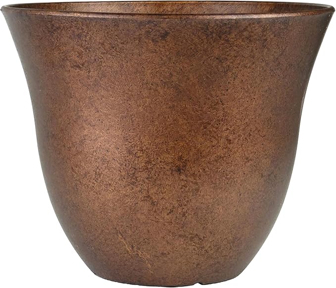 Classic Home and Garden by Growscape Honeysuckle Resin Planters - Lightweight Indoor & Outdoor Plant Pots - UV-Resistant Plastic Flower Pots - Pot Planters for Flowers & Herbs (13" Distressed Copper)