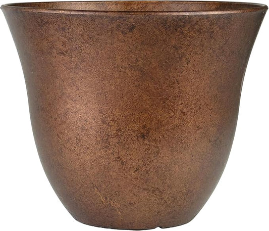 Classic Home and Garden by Growscape Honeysuckle Resin Planters - Lightweight Indoor & Outdoor Plant Pots - UV-Resistant Plastic Flower Pots - Pot Planters for Flowers & Herbs (13" Distressed Copper)