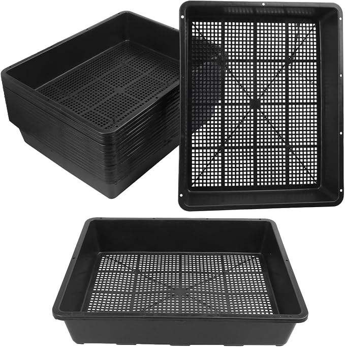 16 Pack Seed Starter Trays 15 x 12 inches Microgreens Growing Trays with Mesh Bottom for Germination, Hydroponic & Sprouting Plant Trays for Garden, Wheatgrass