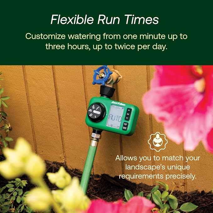 Rain Bird HET100 Electronic Digital Hose End Watering/Irrigation Timer, Battery Operated, 3/4" Garden Hose Thread, Heavy-Duty Brass Inlet, 1 Outlet/Port