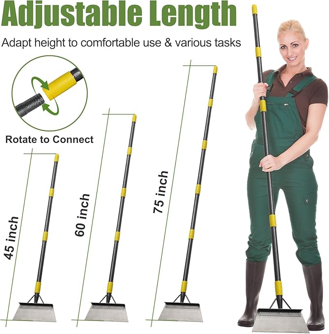 Floor Scraper Long Handle Heavy Duty, 60" Metal Ice Scraper for Driveway, Multifunctional Weed Scraper for Weed Cleaning Edging Trenching & Removing Snow Ice Dirty Moss