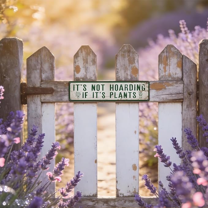 Funny Garden Metal Tin Sign, It’s Not Hoarding If It’s Plants, Vintage Farmhouse Outdoor Wall Decor, for Garden Shed Greenhouse Porch Fence, for Gardening Lovers, 15.7 x 3.9 Inches