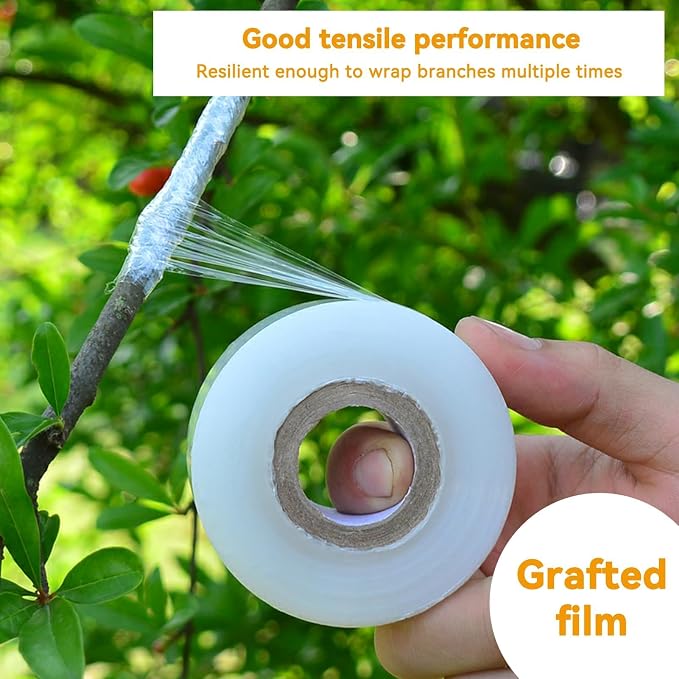 Grafting Tape, 29mm Nursery Sealing PVC Stretchable Resilient Garden Repair Parafilm Tape for Petri Dish Fruit Tree Budding Tapes Plants Grafting Film Gardening Tape Tree Bandage Repair Tape Wrap