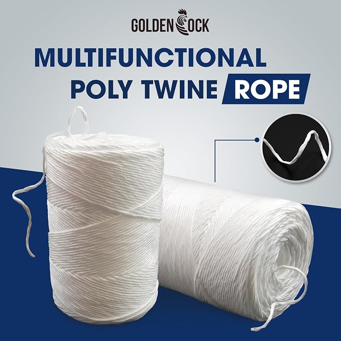 Heavy Duty 200 lbs Strong Polypropylene Tomato Twine, Garden Plant Tie String, Greenhouse Trellis Twine, Durable PP Tying Twine for Bundling, Packaging, Gardening, Farming (White/Green), 1467FT