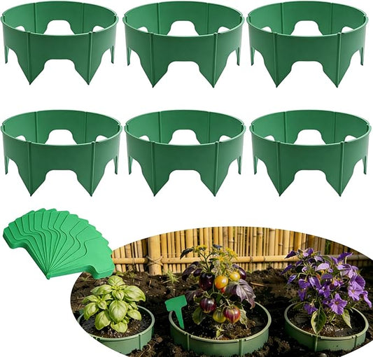 36 Pcs Planting Grow Rings Adjustable Plant Support Rings ，Interlocking Garden Plant Ring,Included 30pcs Plant Labels,Spliceable Green Garden Rings for Plant Support and Soil Moisture Retention
