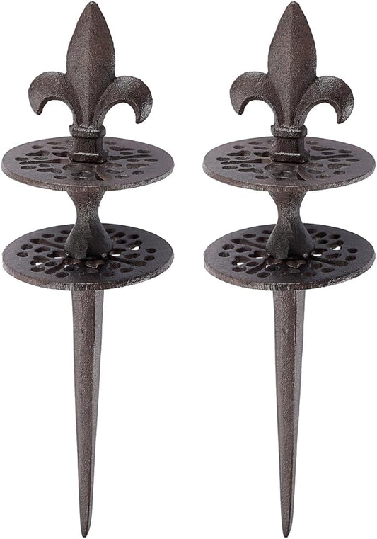 OwnMy Set of 2 Cast Iron Garden Hose Guide Stakes Heavy Duty, Decorative Garden Hose Guide Spikes for Lawn Yard Outside Plants Protection - Keeping Hoses Away from Flower Beds, Spear-Pattern