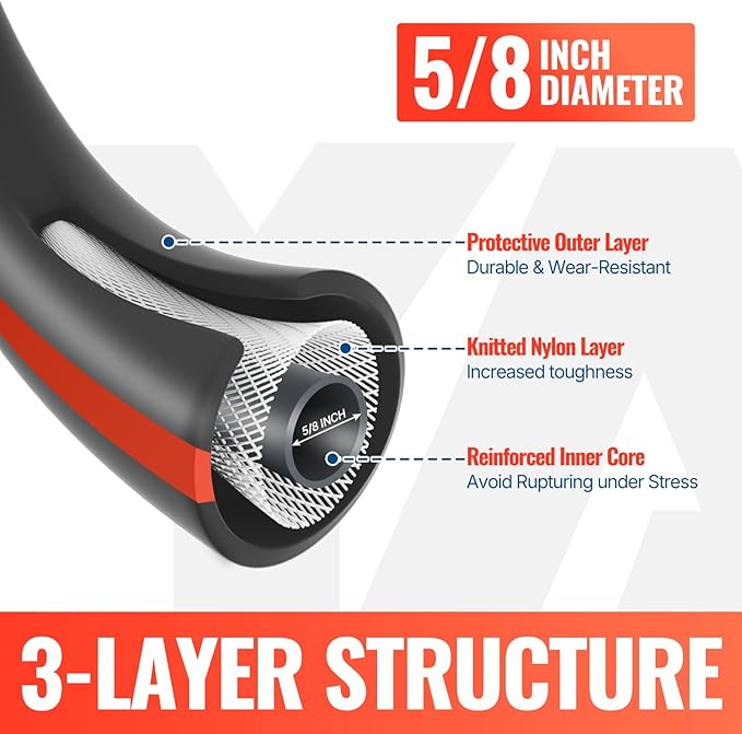 YAMATIC Short Garden Hose 5ft, 5/8" Leader Hose with Swivel Handle, Small Water Hose Extension, Solid Brass 3/4" Connection Fittings, Leak Proof for Reel, Gardening, Agriculture, Car Wash, Lawn