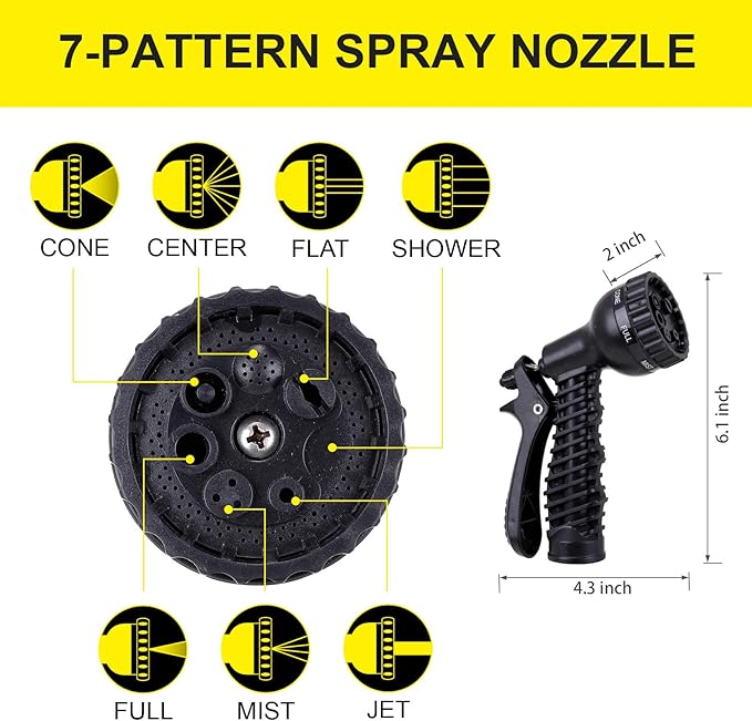 Metal Garden Hose 50 ft - Stainless Steel Water Hose with 2 Nozzles, Lightweight, Tangle Free & Kink Free, Heavy Duty, High Pressure, Flexible, Dog Proof