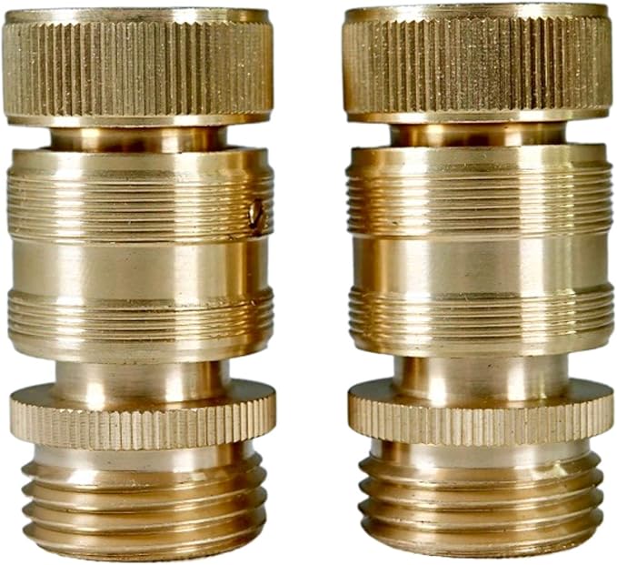 Quick Connector Garden Hose Fittings (2 Pack) - Leak-Free 3/4" Snap-On Water Hose Adapter - Solid Brass Connection Connectors for Quick Release