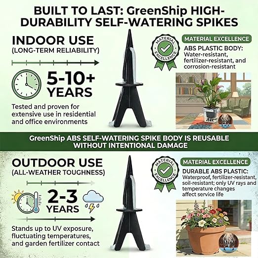 GreenShip 8 Pack Self Watering Planter Insert Watering Spikes, Watering Stakes with Wicking Rope, Plant Spikes for Indoor Outdoor Plants, Vacation Plant Watering Device for Planter Height 12" to 17"