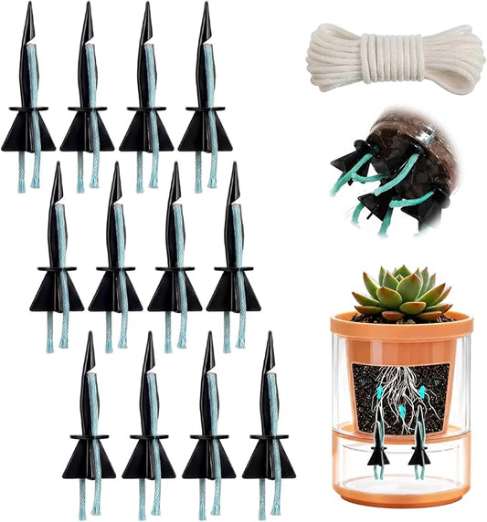 Self Watering Spikes, 12 Pack Plant Watering Spikes with 33ft Wicking Rope for Busy Lifestyle Plant Care, Automatic Plant Watering Spikes for Indoor Plants, Potted Plants, Garden Pots