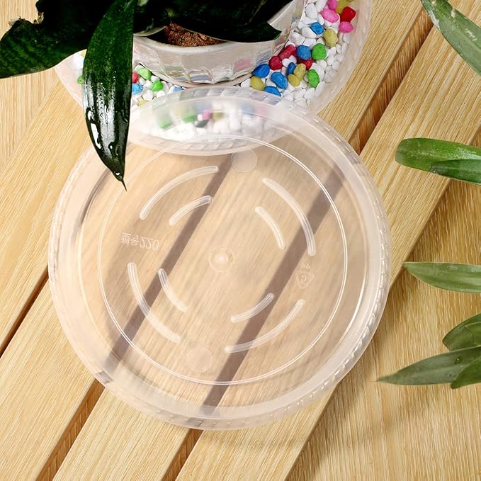 SupKing Large Plant Saucers Drip Tray 2 Pack 14 Inch Heavy Sturdy Plastic Flower Pot Saucers for Indoor,Clear Plastic Planter Water Tray for Plant Pots Liners (14''-Clear)