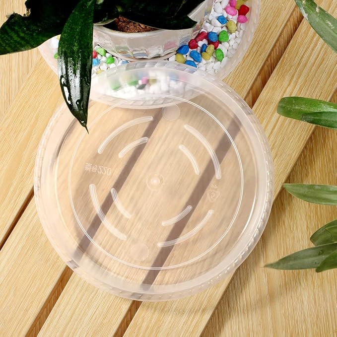 SupKing 2 Pack Plant Saucers Drip Tray 10 Inch Heavy Sturdy Plastic Flower Pot Saucers for Indoor,Clear Plastic Planter Water Tray for pots Base (10''-Clear)