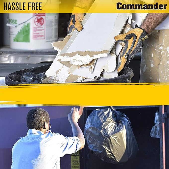 Commander 42 Gallon 3 MIL Black Heavy Duty Contractor Bags - 33" x 45" - Pack of 20 - For Contractor, Industrial, & Commercial