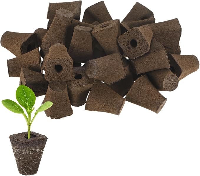 M METERXITY 50-Pack Grow Sponges, 1.1x0.7x1.4 Inch Replacement Root Growth Sponges Seed Pods for Plant Rooting/Seed Germination/Hydroponic Gardens System Supplies, Starter Plug for Seeds