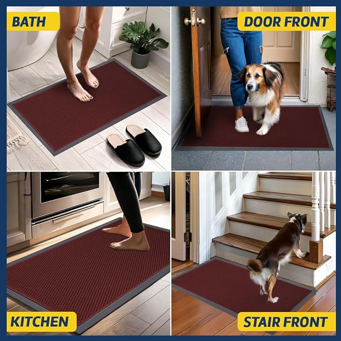 Muddy Mat® Meshy Mat™ Door Mat Heavy-Duty Quick-Dry Floor Mat, Sand & Dirt Trapper for Indoor & Outdoor, Ideal for Entrance, Mudrooms,Patios & Garages,Low-Profile,Non-Slip,Washable– Red 17"x30"x0.4"