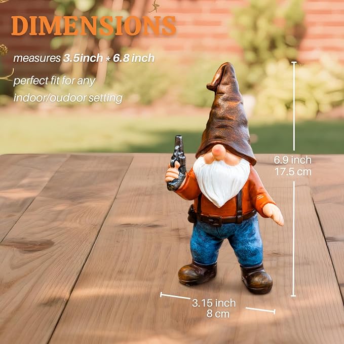 Funny Garden Gnome Statues 7", Armed Gnomes Tactical Guarding Gnomes Figurine with Weapon for Outdoor Yard Home Office Decor - Gifts for Men Dad Women Birthday Christmas