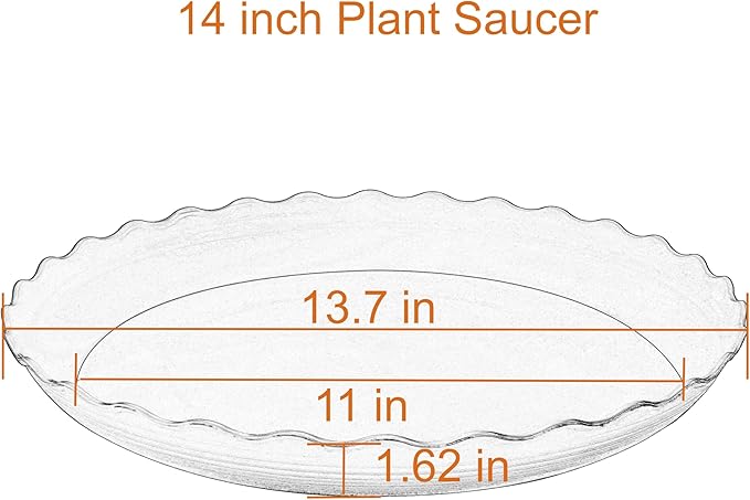 2 Pack of 14 inch Plant Saucer Plant Tray, Plastic Plant Saucer, Heavy Duty Plant Tray for Pots, Plant Saucers for Indoors Planter, Garden Water Plate Bowls for Gallon Grow Bags (White)