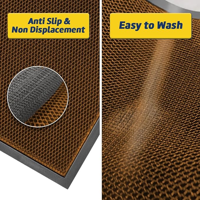Muddy Mat® Meshy Mat Door Mat Heavy-Duty Quick-Dry Floor Mat, Sand & Dirt Trapper for Indoor & Outdoor, Ideal for Entrance, Mudrooms,Patios & Garages,Low-Profile,Non-Slip,Washable– Orange 17"x30"x0.4"