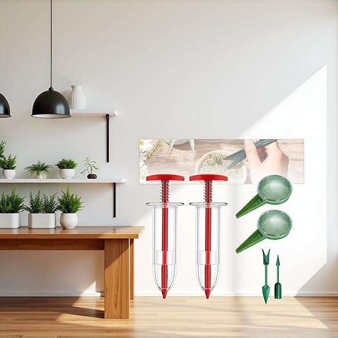 6 Pcs Mini Seed Spreader, Mini Sowing Seed Dispenser, Small Seed Planter Tool, Manual Seedlings Dibber and Widger Set, Seed Sower Spreader Handheld for Tiny Seeds Gardening Lawn Care