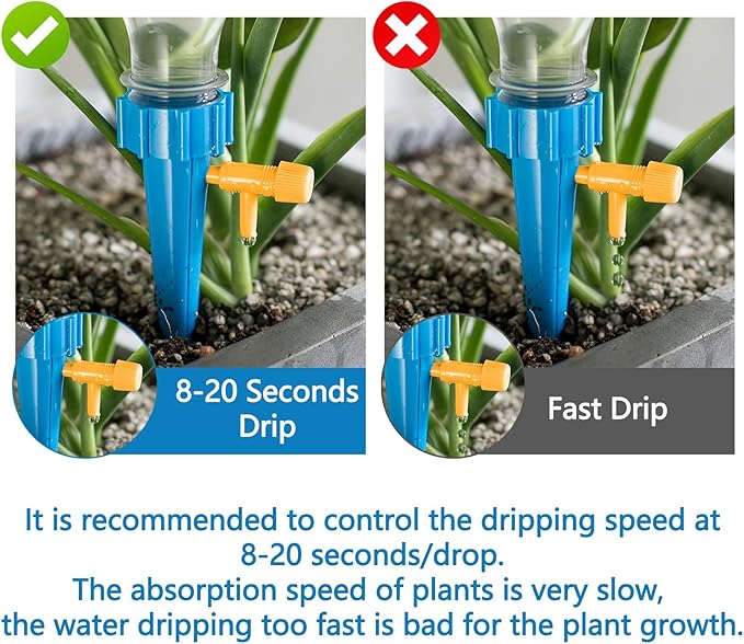 20 Pack Self Watering Spikes, Plant Watering Devices Plant Watering Spikes with Adjustable Control Valve Switch, Plant Watering Devices for Indoor Outdoor Potted Plants