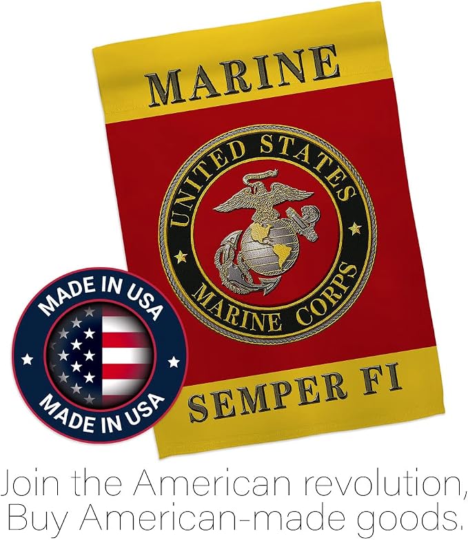 US military Marine Corps USMC Semper Fi Flag Double-Sided Lawn Decoration Gift House Garden Yard Banner United State American Military Veteran, 12" x 18.5 Made in USA