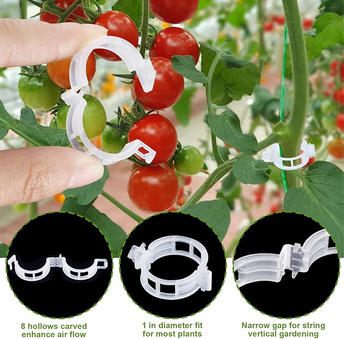 70Pcs Tomato Hooks with String, Tomato Support Hooks, Tomato Holder Hooks & Plant Support Clips with 33.3ft Twine to Prevent Tomatoes from Pinching or Falling Off
