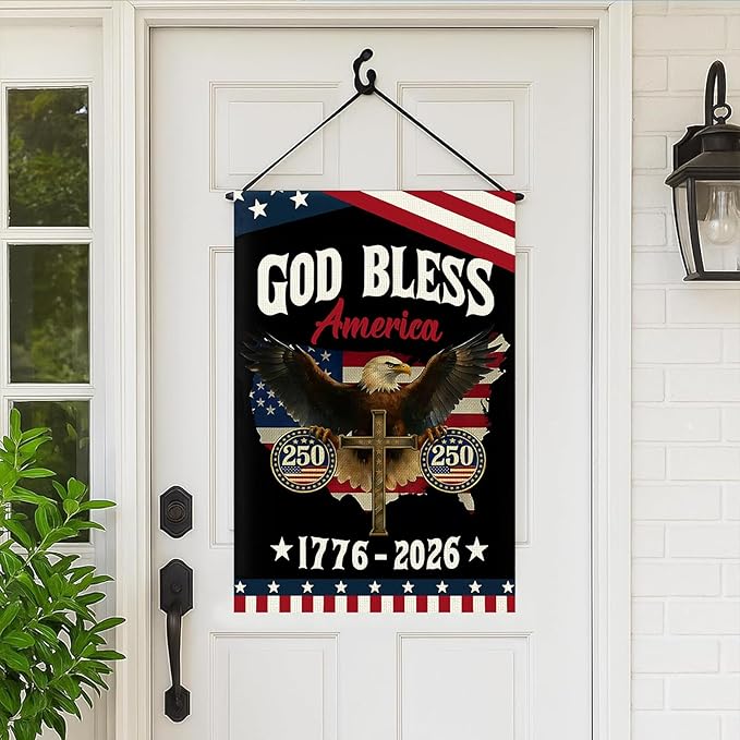 250 Anniversary Usa Garden Flags for Outside, 250 Anniversary USA Flag 1776-2026 God Bless America Commemorative Patriotic Banner with Eagle Design Yard Sign 4th of July Decorations Double-Sided Waterproof 250 Year American Flag 28x40 Inch