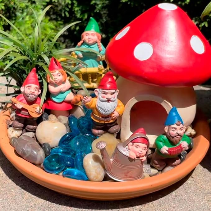 Safari Ltd. Gnome Family TOOB, 6 Mini Figurines, Garden Gnomes and Fairy Garden Accessories, Whimsical Fantasy Figures, Kids Toy Set and Collector Gift, Ages 3+