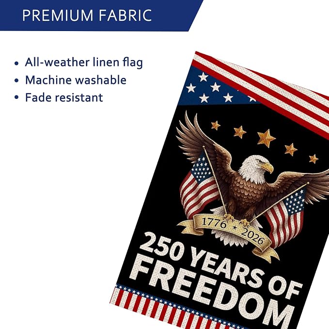 250 Anniversary usa Garden Flagfor Outside, USA 250 Years of Freedom Banner 4th of July Decorations Yard Sign Patriotic Double-Sided Waterproof House Flag 28x40 Inch 250 Year American Flag