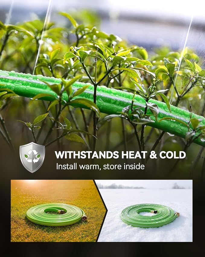 RAINPOINT Sprinkler Hose with Holes 30FT, Flat Soaker Hose with Stakes, Lightweight Water Irrigation Sprinklers System for Garden, Lawn and Yard(15FT, 2Pack)
