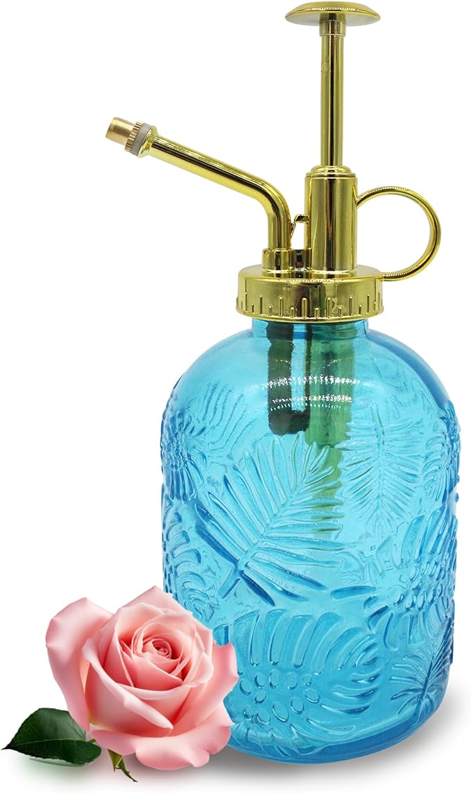 Glass Plant Mister Spray Bottle, 350ML Vintage Plant Spritzer, Succulent Watering Bottle Glass with Top Pump, Small Plants Sprayer Watering Can for Indoor