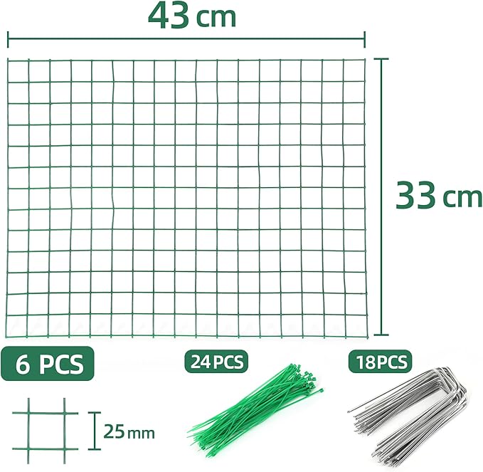 17'' Tree Trunk Protector, 12 Pack Wire Plant Protector from Animals, Metal Tree Guards with Metal Stakes & Zip Ties,Mesh Tree Bark Protector from Deer Animals Trimmers Mowers
