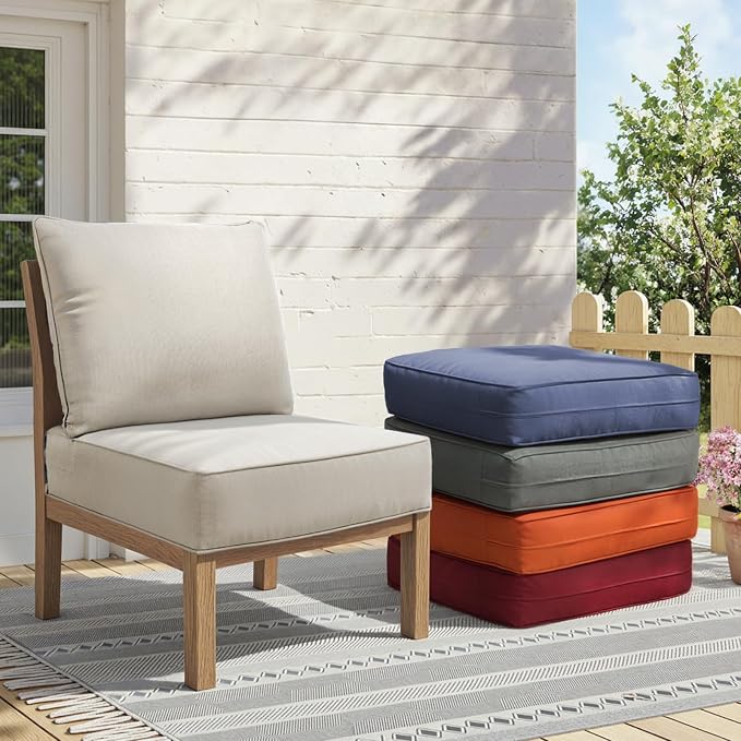 Outdoor Cushion Set for Furniture Patio Furniture, UV Resistant, Water Resistant - 6 Inch Thick Foam Garden Cushions – 22x24 Inch Patio Seat Covers for Chair/Sofa/Couch | Beige | 11-Pack |